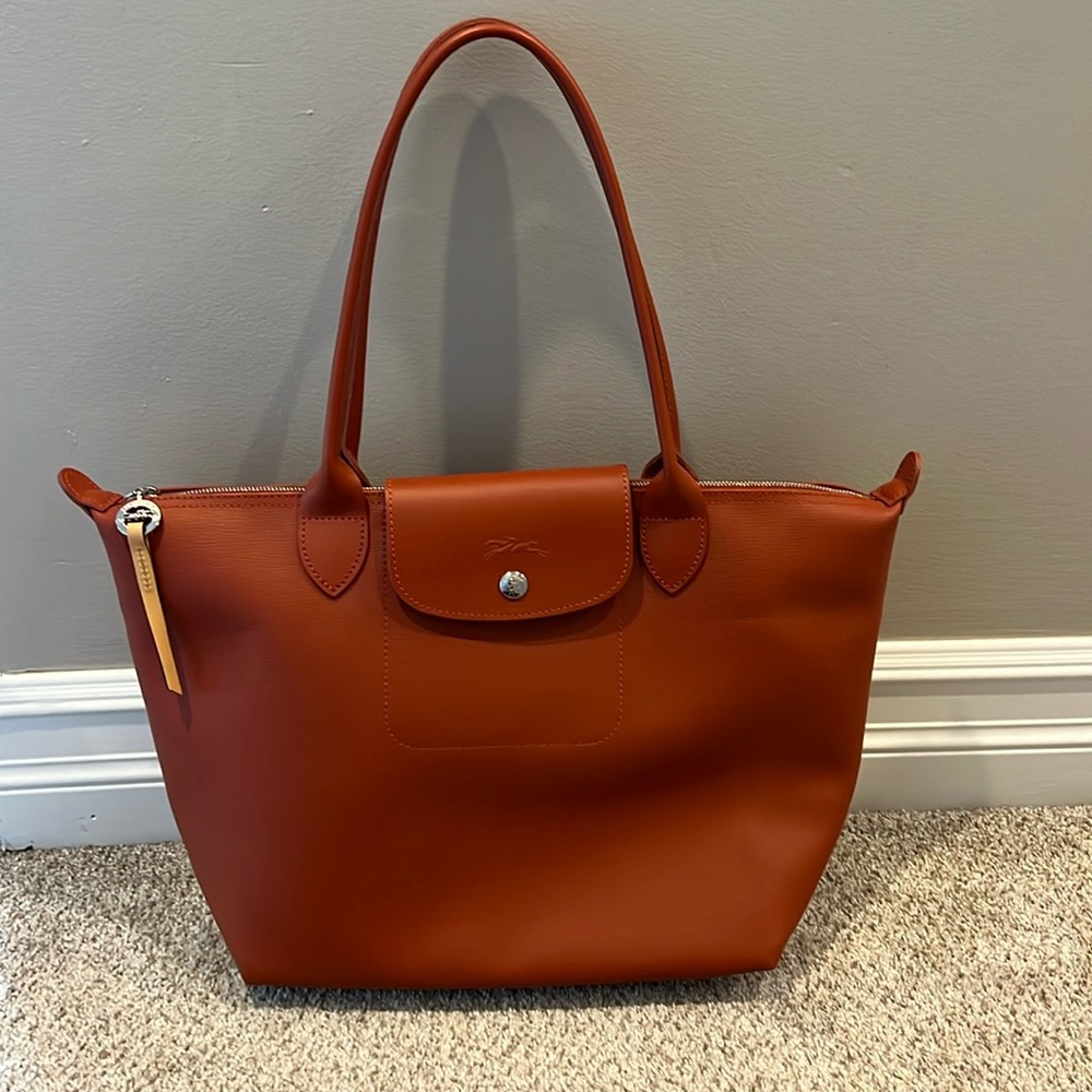 Longchamp Le Pliage Medium coated canvas City in Terra Cotta new without tags